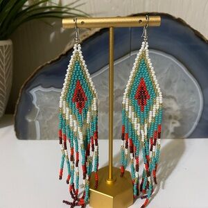Colorful Beaded Fringe Earrings